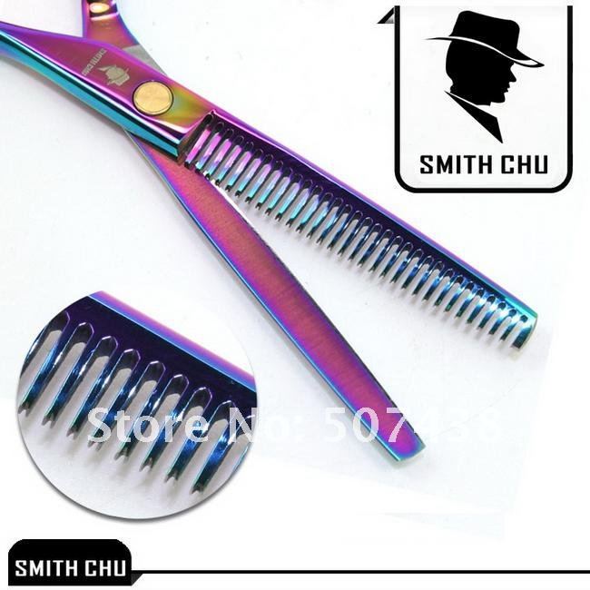Ножницы для филировки волос SMITH CHU радужного цвета 14 cm
