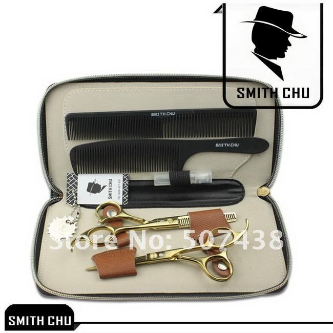 Комплект парикмахерских ножниц SMITH CHU золотистого цвета 14 см, 5 пар