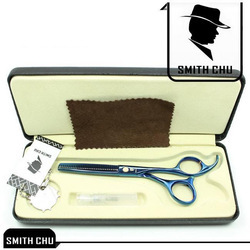 Ножницы SMITH CHU синего цвета,  для филировки волос 14 см