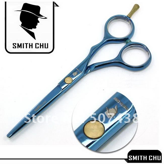 Ножницы SMITH CHU для стрижки волос правой рукой, синего цвета 14 см
