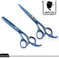 Комплект парикмахерских ножниц SMITH CHU  синего цвета с  односторонним узором сакуры 15 cm