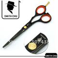 Парикмахерские ножницы SMITH CHU черного цвета с оранжевыми кольцами ручек 14 см