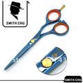 Ножницы для стрижки SMITH CHU голубого цвета, оранжевыми кольцами ручек для стрижки волос правой рукой 14 см